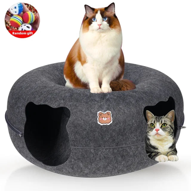 Cat Tunnel Bed for Cats Peekaboo Cat Cave Dual-Opening