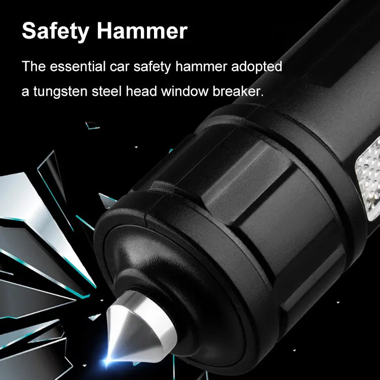 Multifunctional Cutter Safety Hammer Hook Strong Flashlight