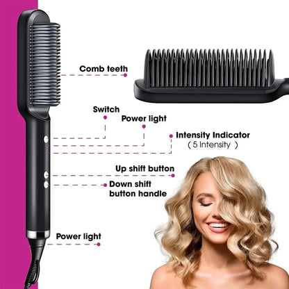 New Hair Straightener Quick Heated Electric Hot Comb Hair Straightener Professional Mini Negative Ion Hair Care Hairstyle Brush