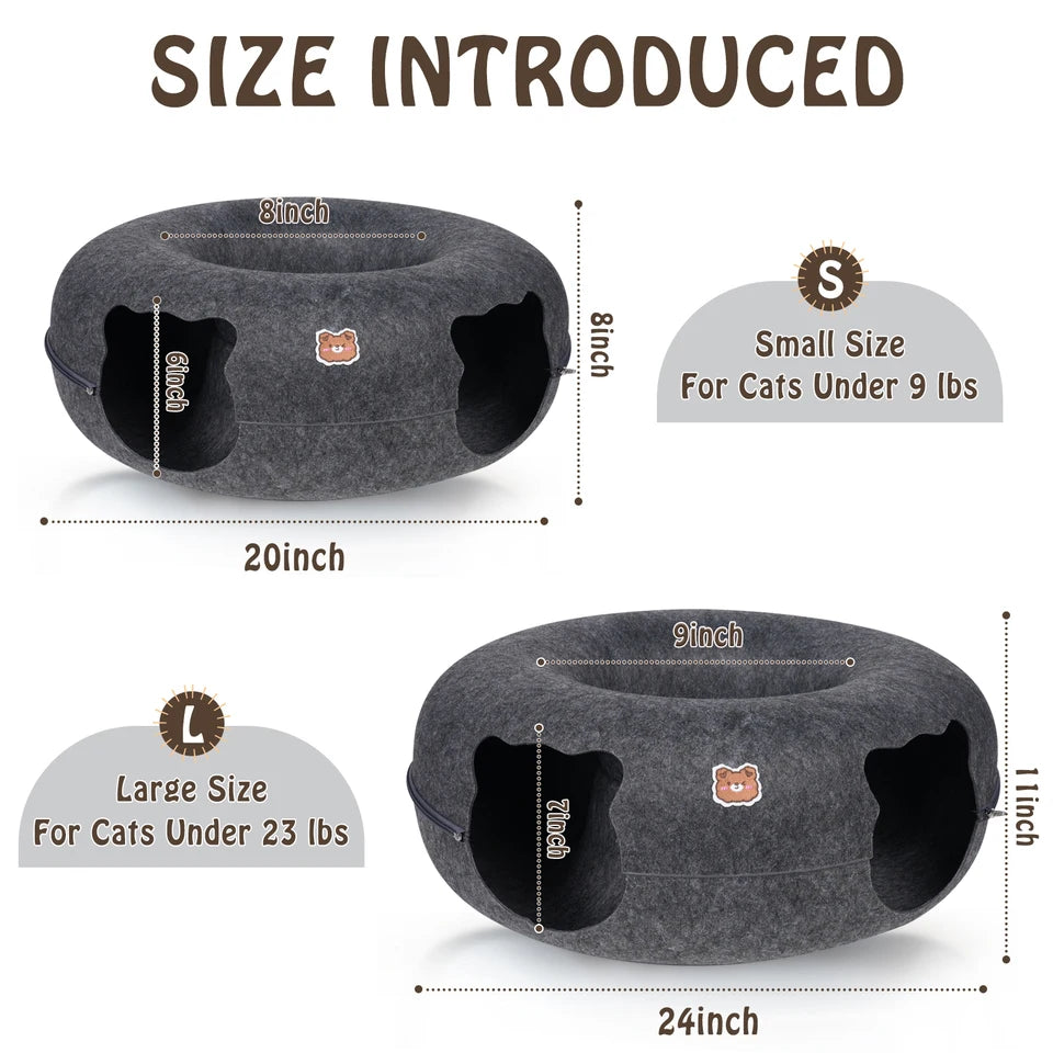 Cat Tunnel Bed for Cats Peekaboo Cat Cave Dual-Opening