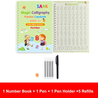 4pcs Magic Practice Copybook Pen Preschools Kids Calligraphy