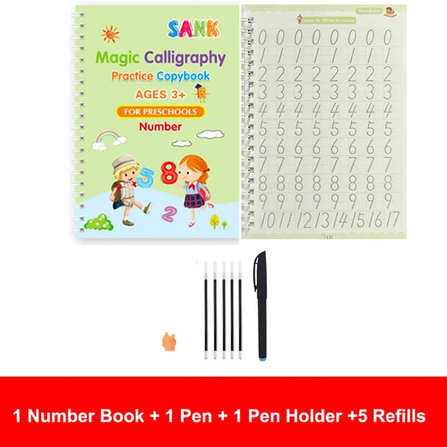 4pcs Magic Practice Copybook Pen Preschools Kids Calligraphy