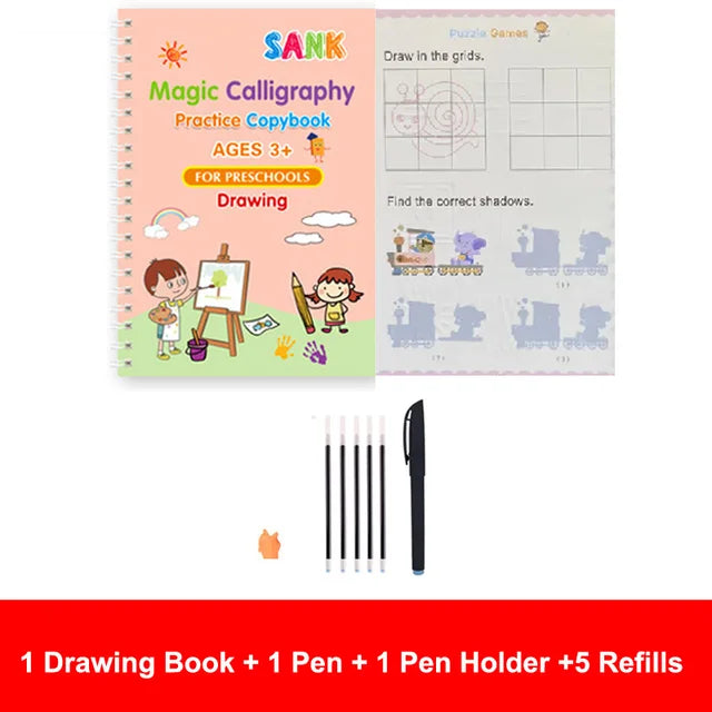 4pcs Magic Practice Copybook Pen Preschools Kids Calligraphy