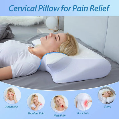 Memory Foam Cervical Pillow, 2 in 1 Ergonomic Contour Orthopedic Pillow for Neck Pain